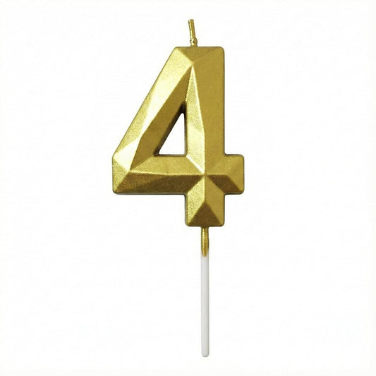 21151 {Pack of 12} Gold Colour Number 4 Birthday Candles cake topper