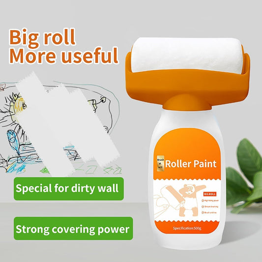 21160  Wall Repair Paint Roller – Multifunctional White Touch-Up Roller Brush for DIY Wall Repair, Crack & Stain Cover, Smooth Finish Latex Paint Applicator for Walls & Ceilings