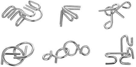 NE006 Stainless Steel 6 Metallic Intellectual Puzzles for All Age Groups【Pack of 1】