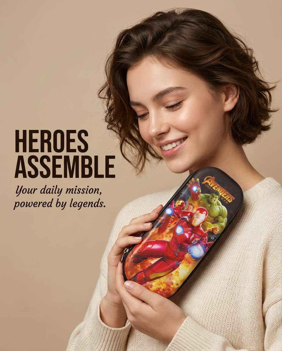 1881543 Avengers 3D Pencil Pouch | School Pencil Case for Kids | Pen-Pencil Box for Kids | Geometry Box