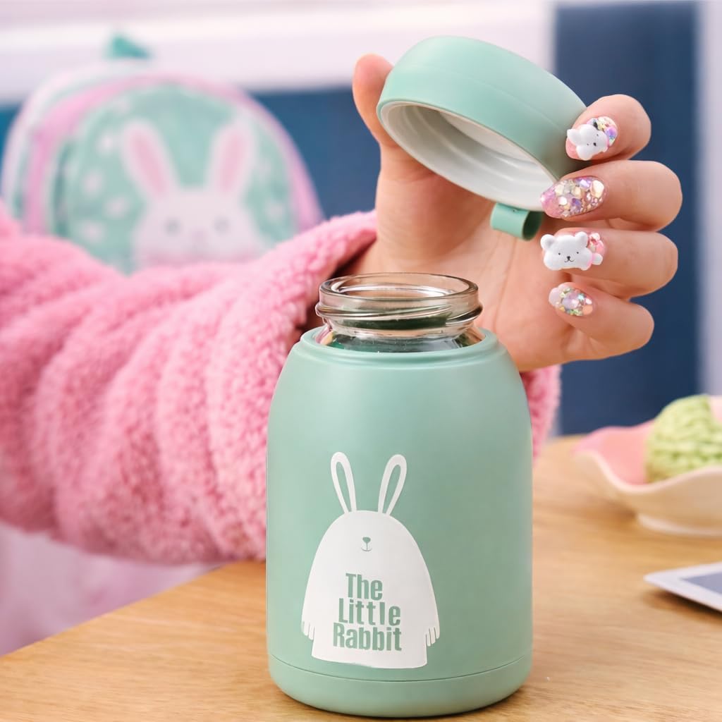 20624 {330ml} Little Print Glass Water Bottle – Leak-Proof, BPA-Free, Food-Grade Silicone, Easy to Carry | Multicolor