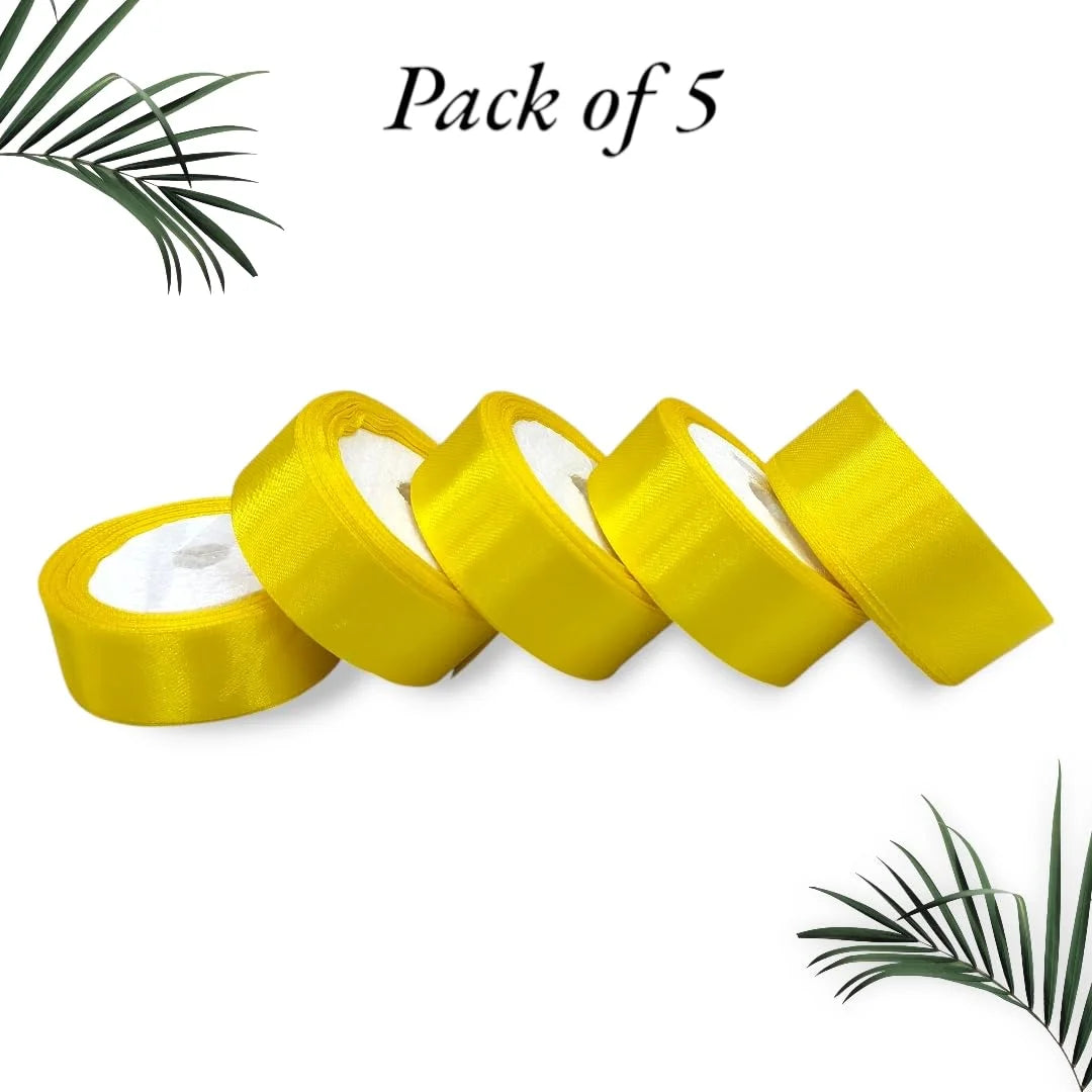 20036 Satin Dark Yellow Ribbon 1 Inch 10mtr Each Dark Yellow Satin Ribbon (Pack of 5)