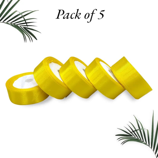 20036 Satin Dark Yellow Ribbon 1 Inch 10mtr Each Dark Yellow Satin Ribbon (Pack of 5)