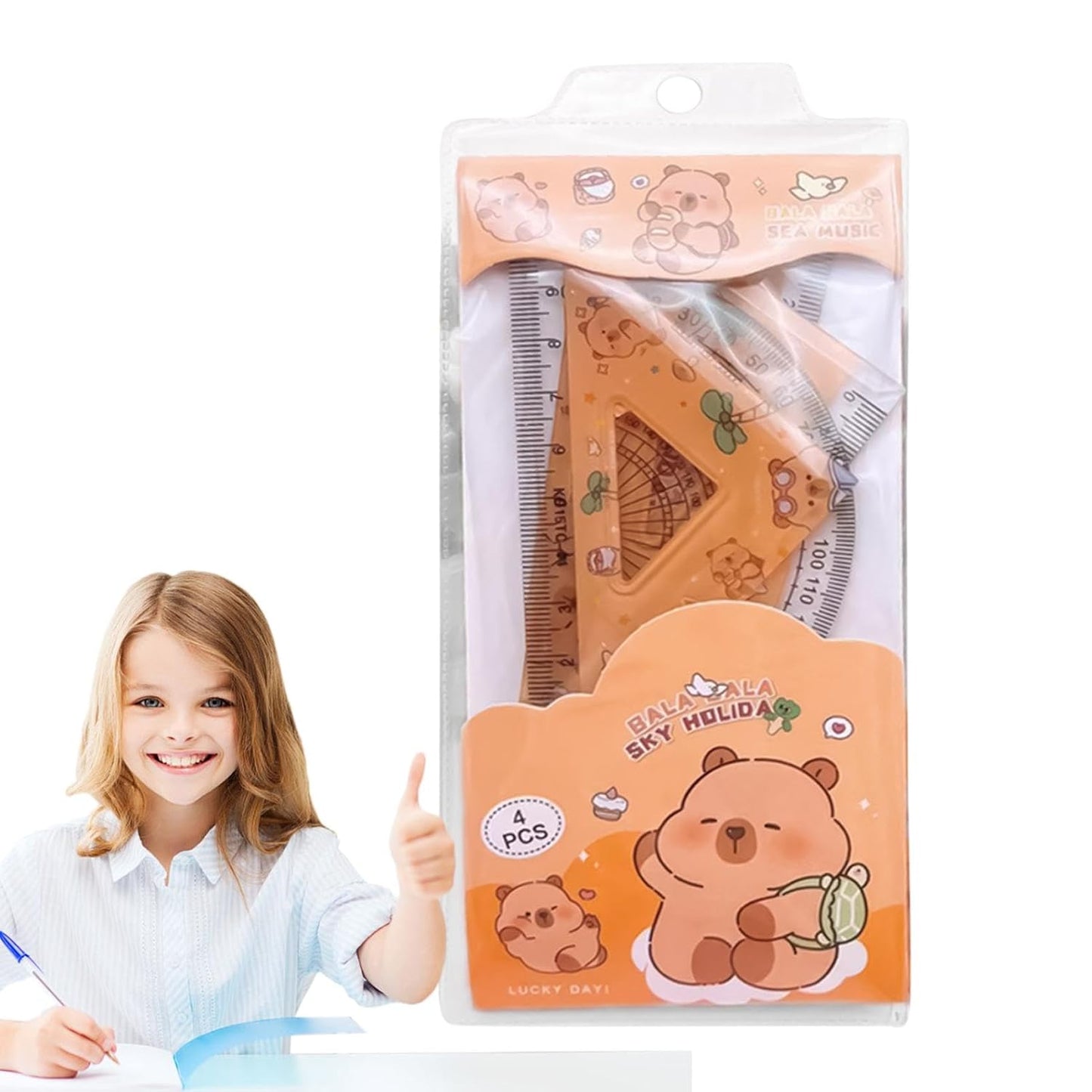 20478 Math Geometry Ruler Set, Geometry Ruler Tool Set, 4 x Triangle Straight Ruler Protractor Set - Large Ruler Set for Measuring and Drawing at School for Students {Multicolor}