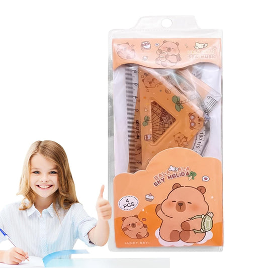 20478 Math Geometry Ruler Set, Geometry Ruler Tool Set, 4 x Triangle Straight Ruler Protractor Set - Large Ruler Set for Measuring and Drawing at School for Students {Multicolor}