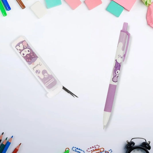 02025 0.7mm Mechanical Pencil Set – 15cm Cute Purple Pencil & 6cm HB Lead Refills {Random}