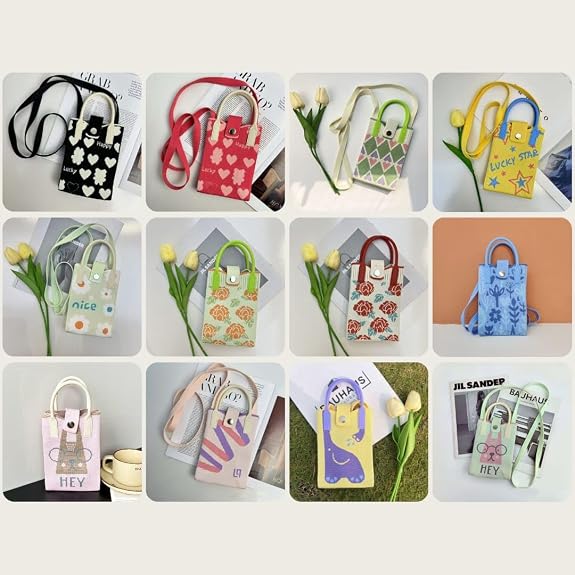 20829 Nylon Canvas Mobile Pouch for Women's & Girls - Stylish Phone Bag - Travel Crossbody Shoulder Sling Purse with Adjustable Strap (Multi)