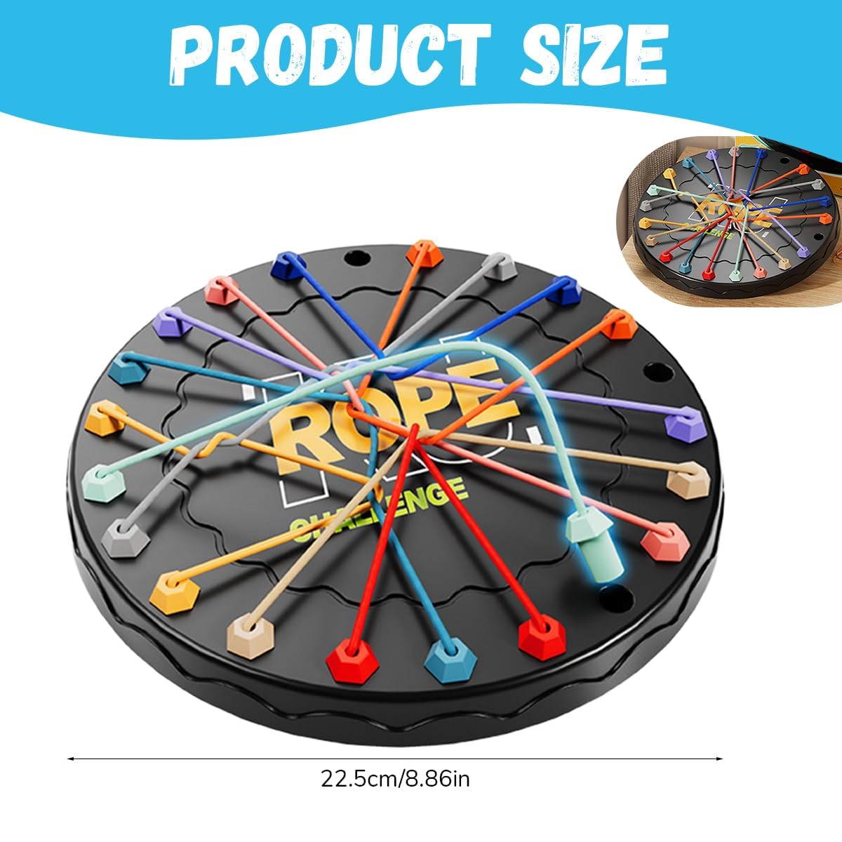 20354 Rope Puzzle Challenge Game for Kids & Adults | Brain Teaser Logic Board Toy | Rubber Band Puzzle | Focus & Problem Solving Game | Educational Toy for Home & Travel