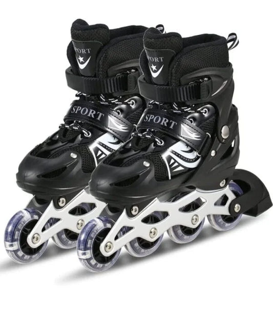20065 Adult Inline Skates Size Adjustable All Pure Pu Wheels It Has Aluminum Which Is Strong With Led Flash Light On Wheels Age Group 6-14 Years (Multicolor)