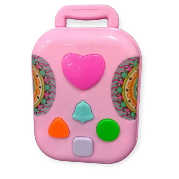 20089 Plastic Rolling Suitcase Luggage Box for Barbie Sized Dollhouse with Light & Sound Musical Toy for kids