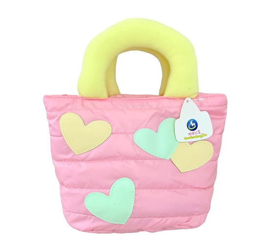 T1333 Soft Plush Heart  Fashion Tote Bag, Girls Travel Handbag for travel and multi-purpose bag for Babies {Random Color}