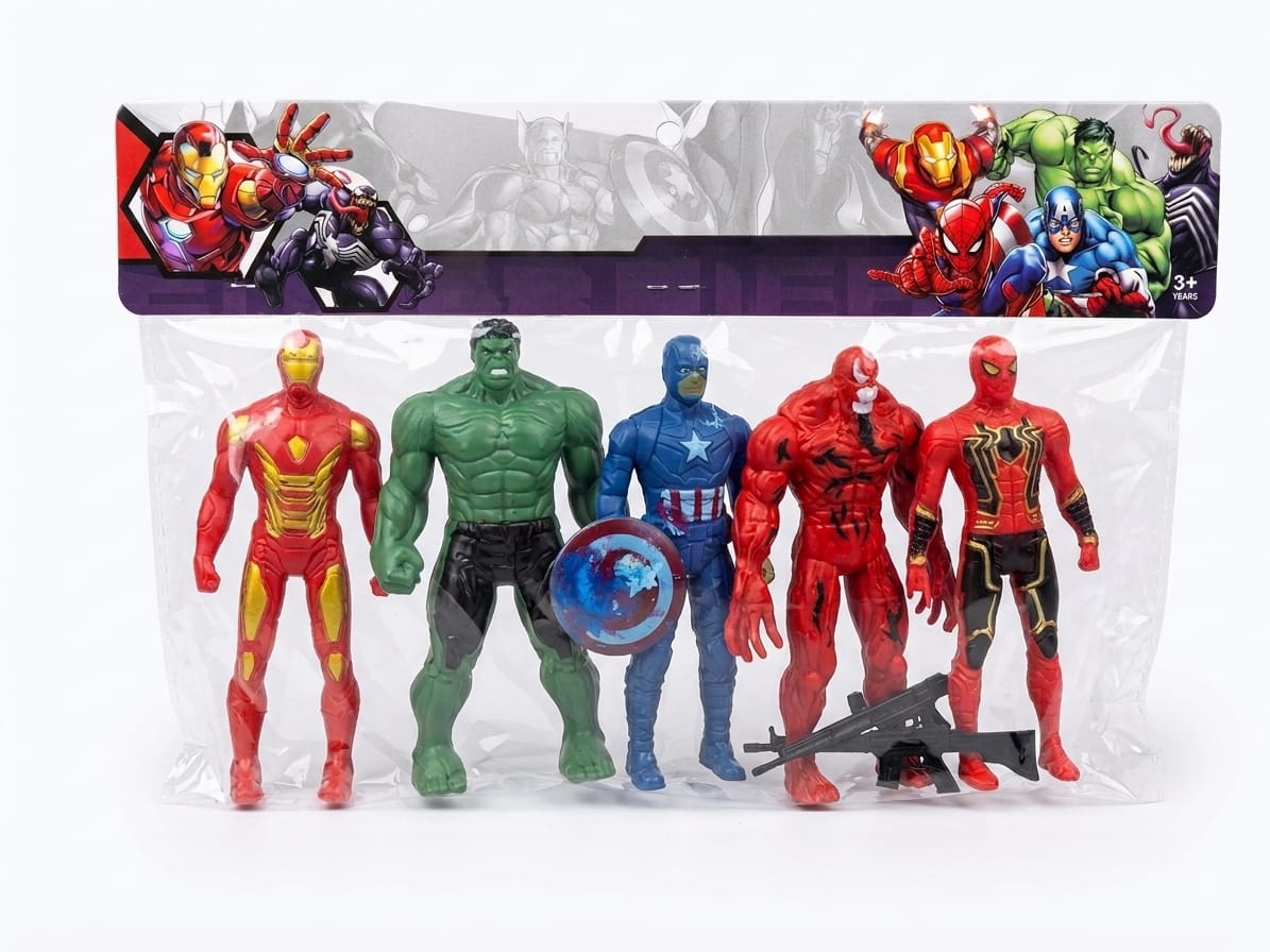 ZY-5515  (5 PCS) Superhero Action Figure Toy Set with Shield & Gun