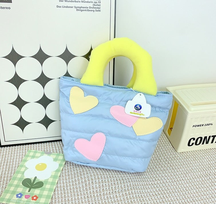 T1333 Soft Plush Heart  Fashion Tote Bag, Girls Travel Handbag for travel and multi-purpose bag for Babies {Random Color}