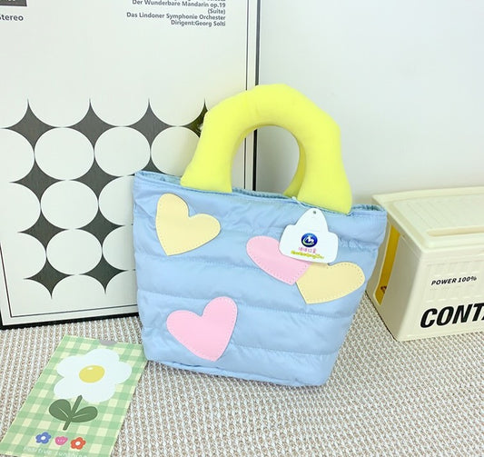 T1333 Soft Plush Heart  Fashion Tote Bag, Girls Travel Handbag for travel and multi-purpose bag for Babies {Random Color}