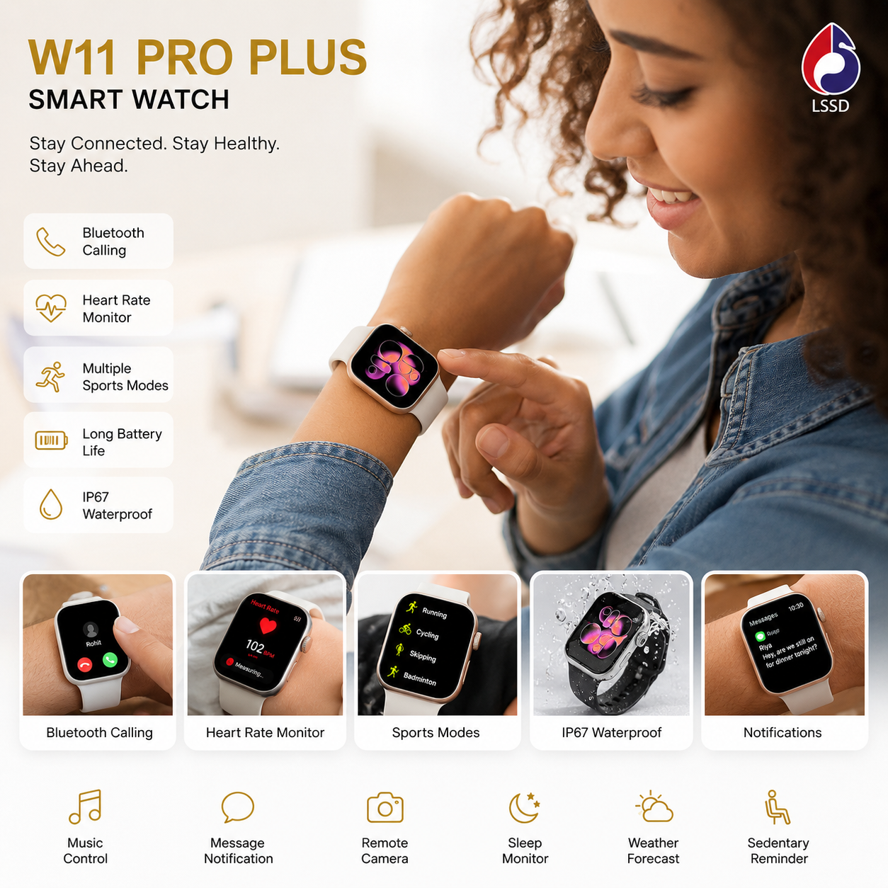 W11 Pro Plus Smart Watch for Women Men and Women