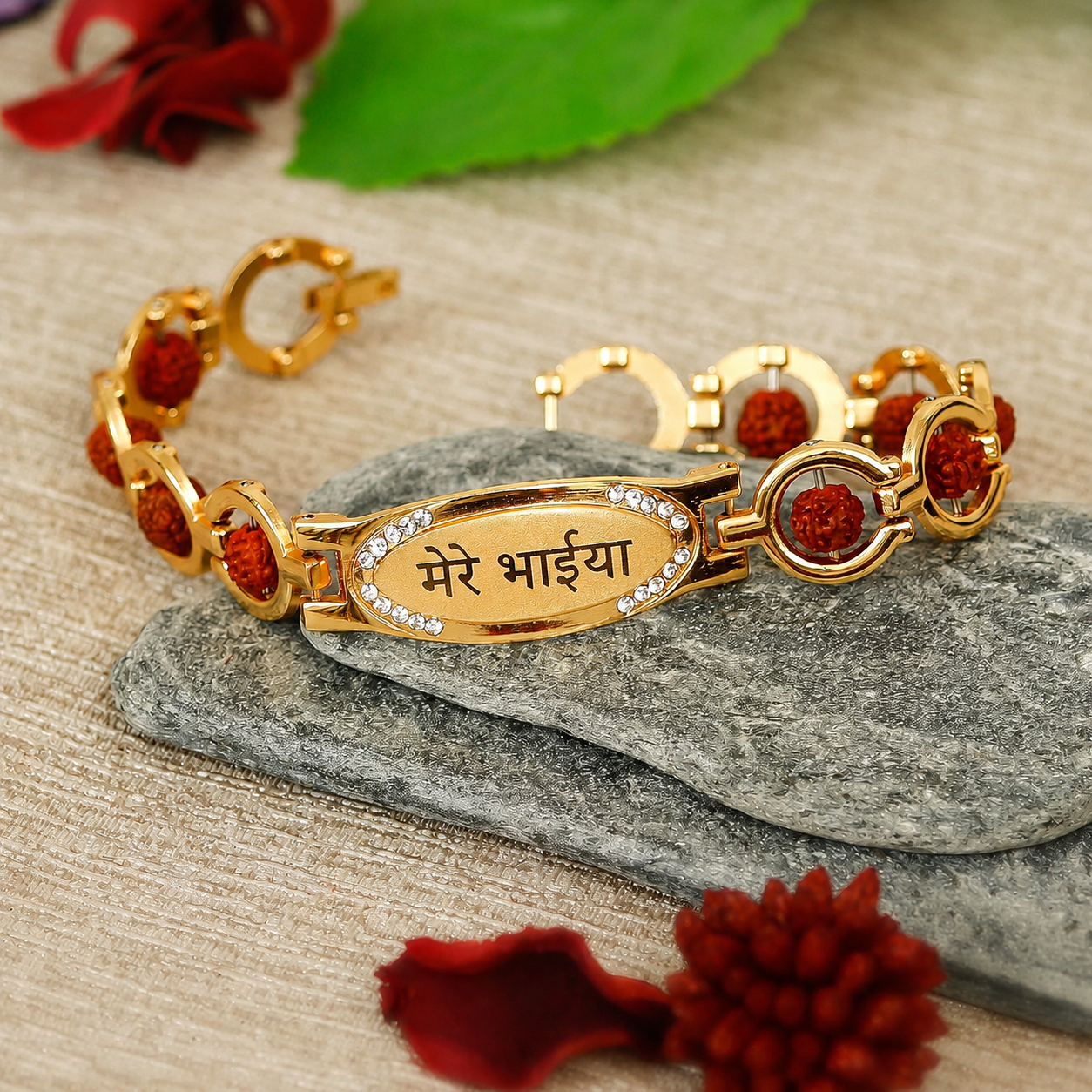 20799 Rudraksha Bracelet for Men Gold Plated Religious Bracelet Rakhi