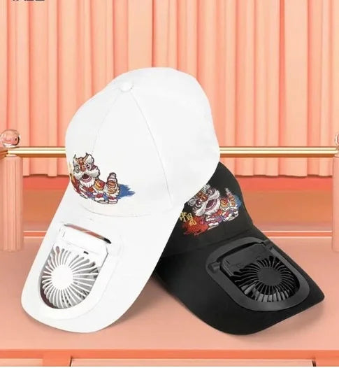 10527 Custom Blank Solar Fan Hat Cooling Baseball Cap With USB Charger