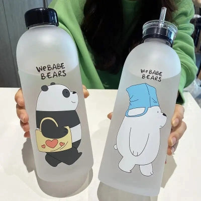 20578 Cute Bear Straw Portable Sports Water Bottle Girls Gift Beverage Drinking Frosted 2 | Kitchen, Dining & Bar {Random Design}