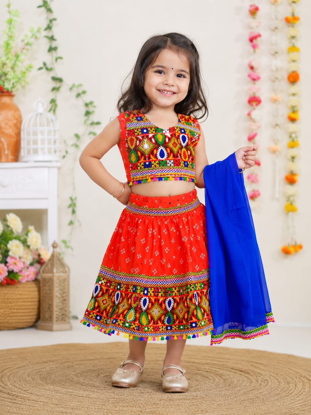 21063 (0-3 Years) Kids Traditional Embroidered Chaniya Choli Set with Dupatta