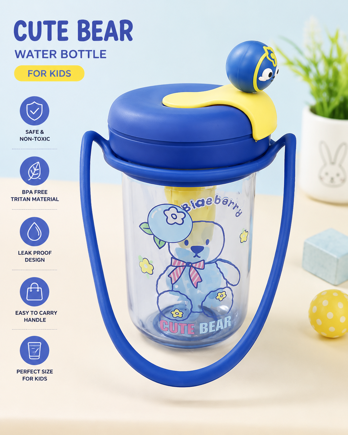 10039 Cartoon Bear Kids Drinking Bottle 450ml {Random Design}