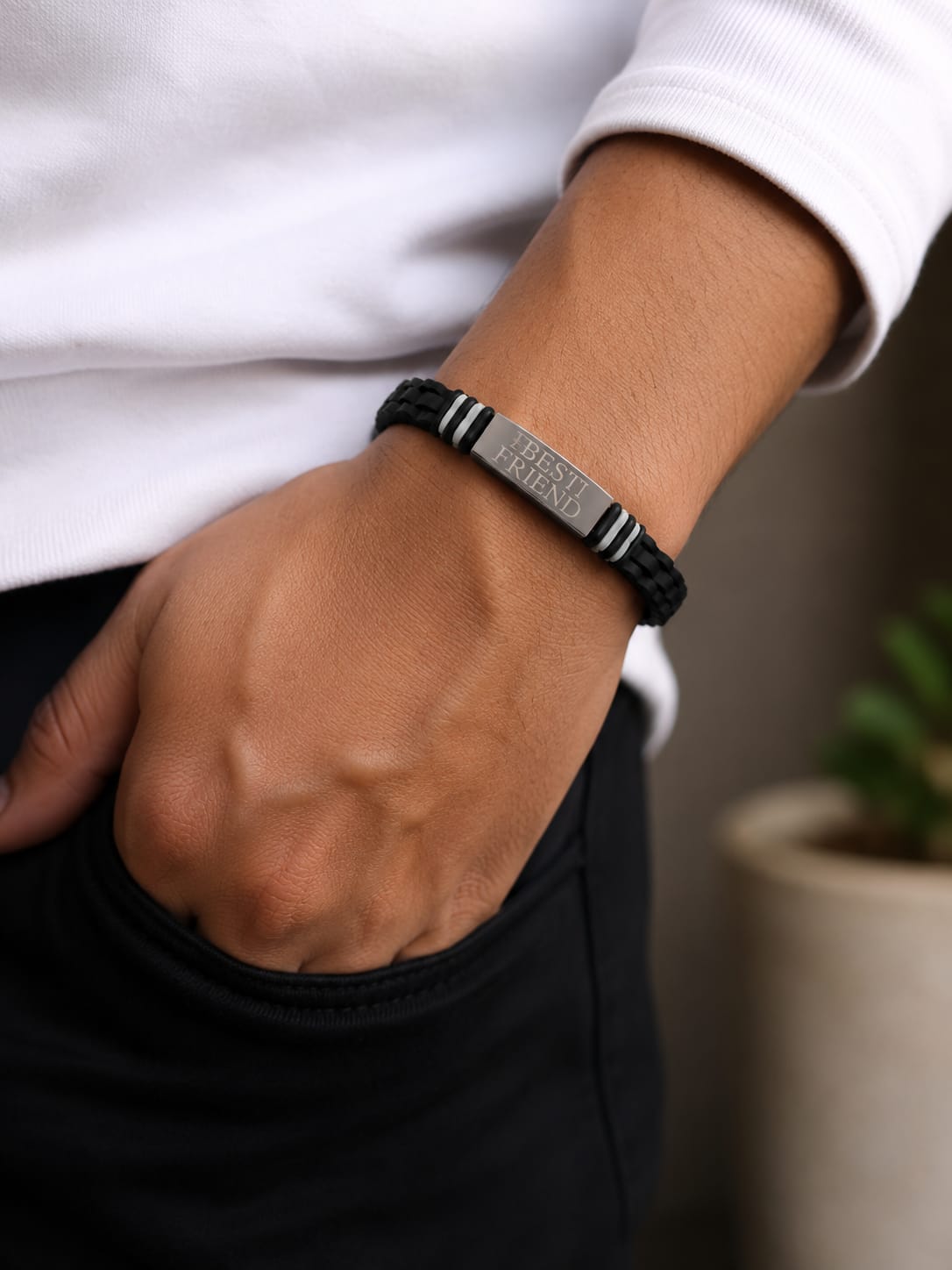 20811 Best Friend Silicone Bracelet for Men & Women | Adjustable Friendship Band | Stylish Gift for Best Friends { Black }