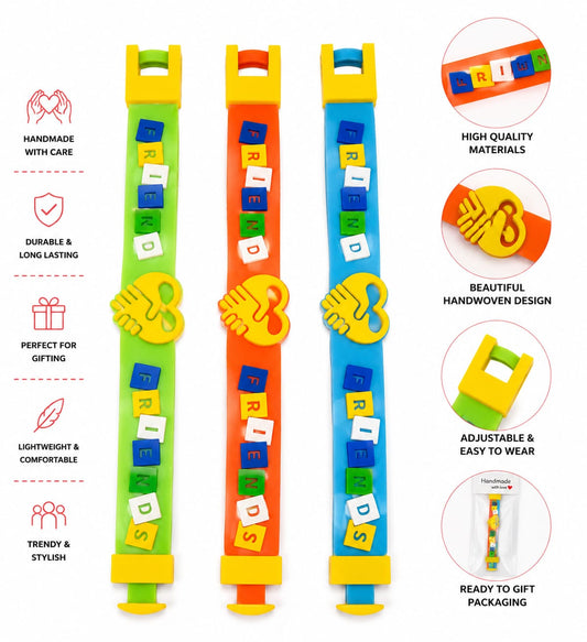 20806 {12 Pcs} Friends Silicone Wristband for Kids | Adjustable Friendship Bracelet | Soft, Durable & Colorful Band for Boys & Girls | Gift Item {Random Color}