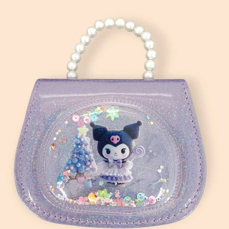1881177 Random design glitter bag for girls shoulder bags with beaded chain strap stylish handbag fashionable kids purse ideal gift for children