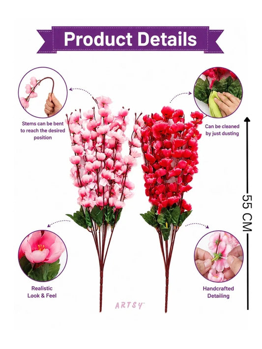 21088 Artificial Flowers Cherry Blossom Flower Bunch (Muticolor)