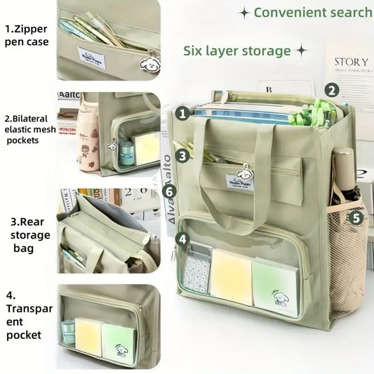 10673 Portable File Handbag Large Capacity Tote Bag Student Training Multicolor