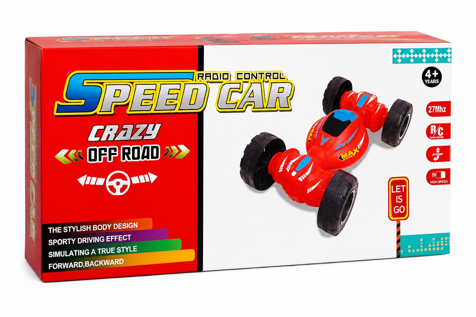LMI-8005 Remote Control Stunt Car for Kids – 360° Flipping RC Off-Road Crawler, High-Speed Electric Toy Car with Steering Wheel Controller for Boys & Girls – Red