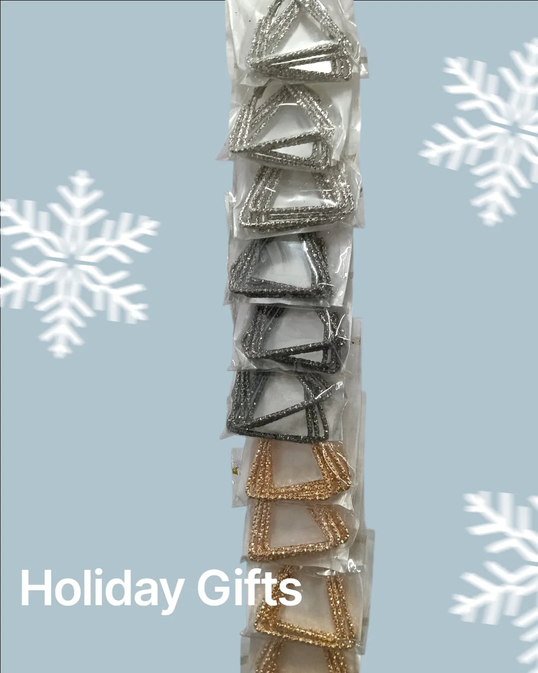 10435 {12 Pair} 3 Layer TRIANGLE with Design Non-precious Metal 4CM Hoops Earrings for Women & Girls