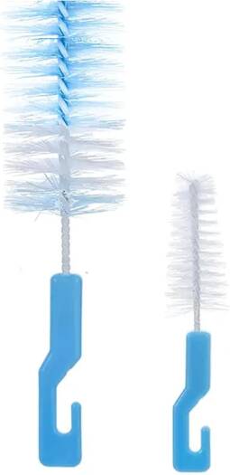 21046 (set of 2) 1 big 1 small Nylon Bottle Brush with Nipple Cleaner | 360° Rotating Handle | High-Density Soft Bristles | BPA Free | Scratch-Free Cleaning | Non-Toxic | Easy Grip (Multicolour)