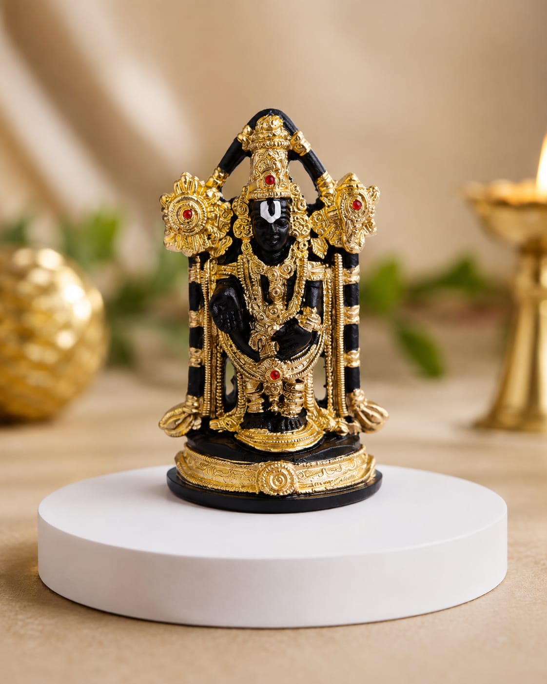 21133 Lord Venkateswara Idol, Tirupati Balaji Resin Statue, {size-9.5cm}