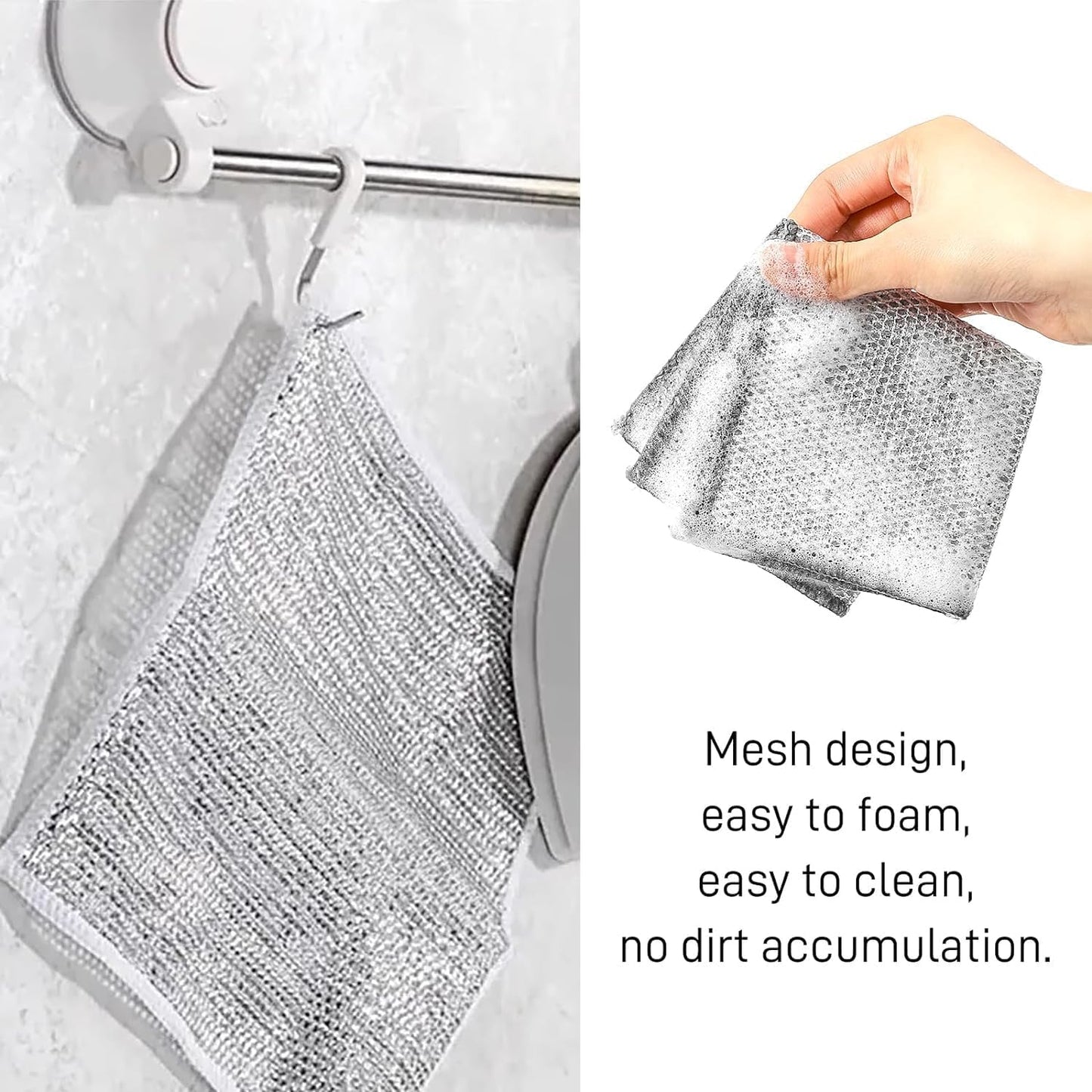 20204 {Pack of 10} Non Scratch Dish wash Cloth 5 Pack Double Layer Heavy Multipurpose Wire Dishwashing Rags for Wet and Dry