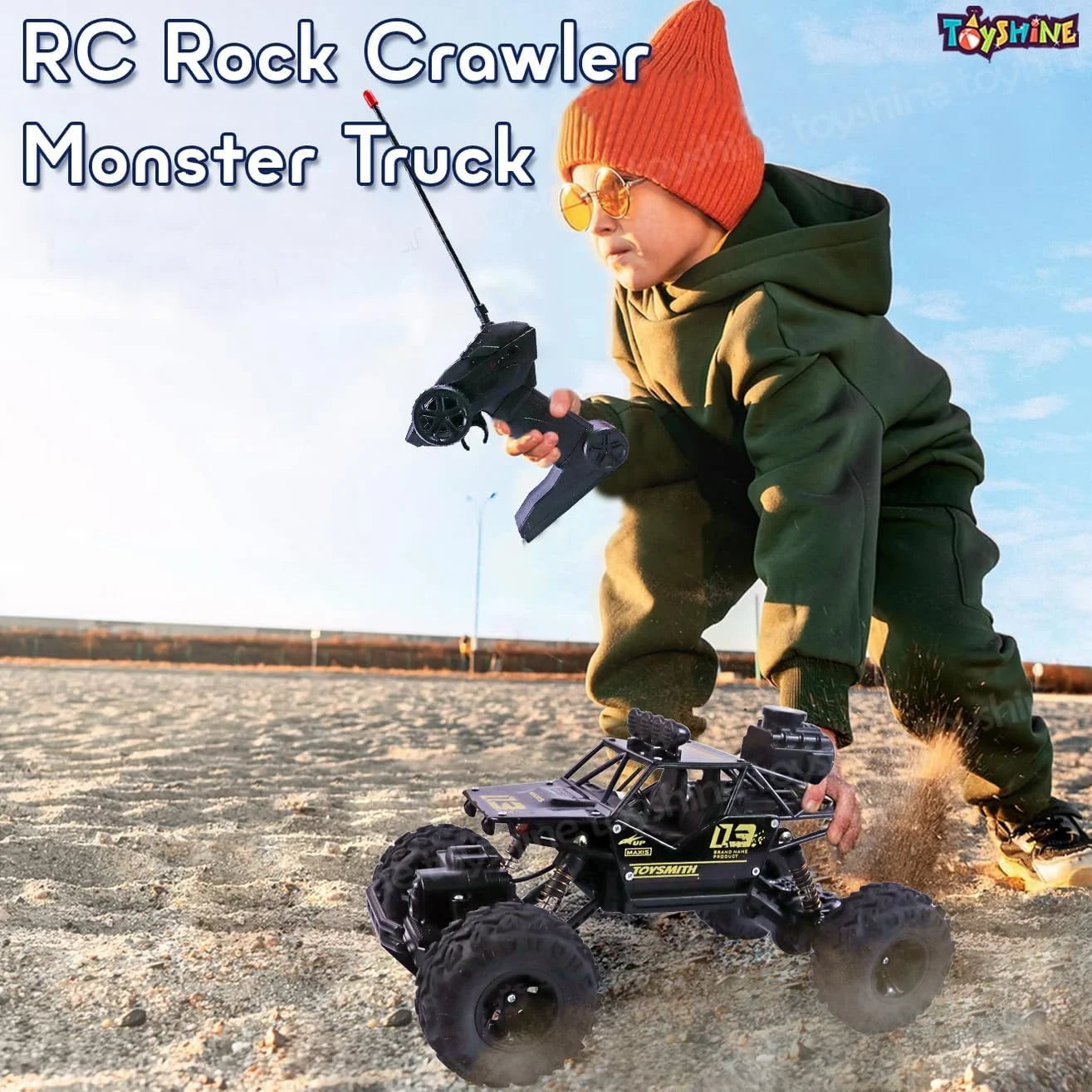 ITW-2036 Rechargeable Rock Crawler Monster RC Truck with Booster Spray Function All Terrain Stunt Racing Indoor Outdoor Toy Car – Black