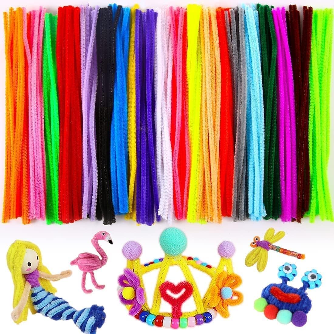 20681 {100 Pcs} Pipe Cleaners Craft,Chenille Stems for DIY Flowers, Limpia Pipas Fluffy Fuzzy Sticks for Gift Wrapping, Party Decorations