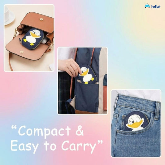 0621 Cute Duck Card Holder – 13 Compartment Mini PU Leather Wallet for Kids & Women, Compact Zipper Pouch for Cards & Cash, Small Travel-Friendly Purse {Random Color}