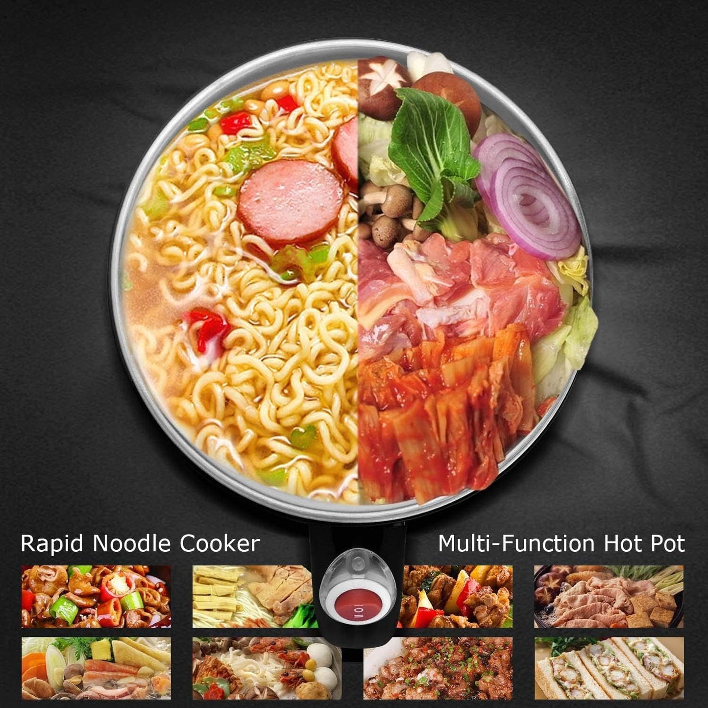 20544 Electric Mini Cooking Pot with Glass Lid & Handle, Multi-Purpose Portable Electric Kettle for Boiling Noodles Soup Milk Tea Eggs, Compact Travel Hot Pot for Home Hostel Office Use