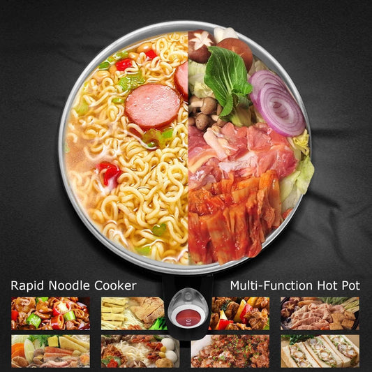20544 Electric Mini Cooking Pot with Glass Lid & Handle, Multi-Purpose Portable Electric Kettle for Boiling Noodles Soup Milk Tea Eggs, Compact Travel Hot Pot for Home Hostel Office Use