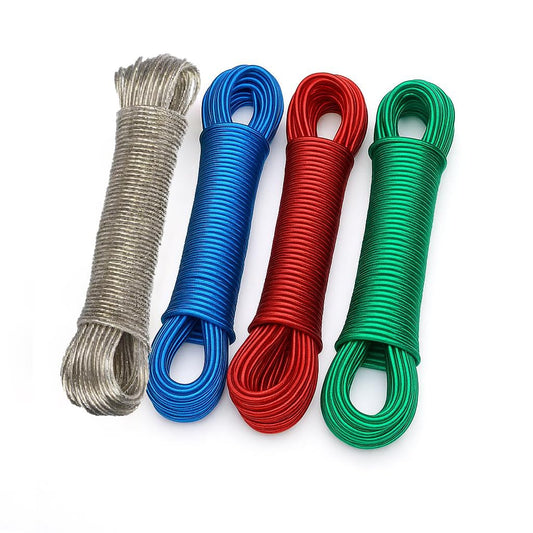 20714  - 10 meter PVC Coated Steel Cloth Drying Wire Rope Clothesline {Random Color}