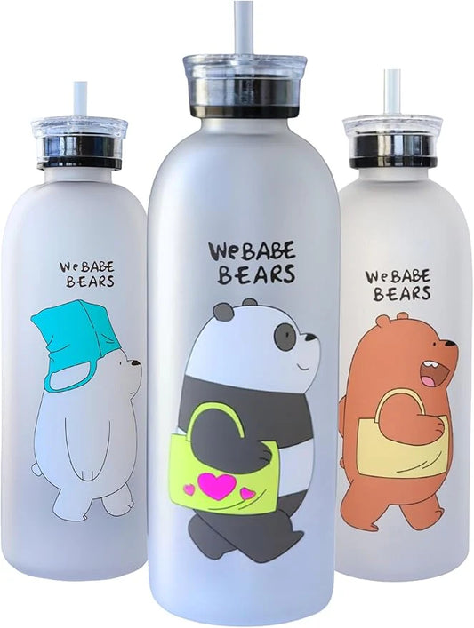 20578 Cute Bear Straw Portable Sports Water Bottle Girls Gift Beverage Drinking Frosted 2 | Kitchen, Dining & Bar {Random Design}