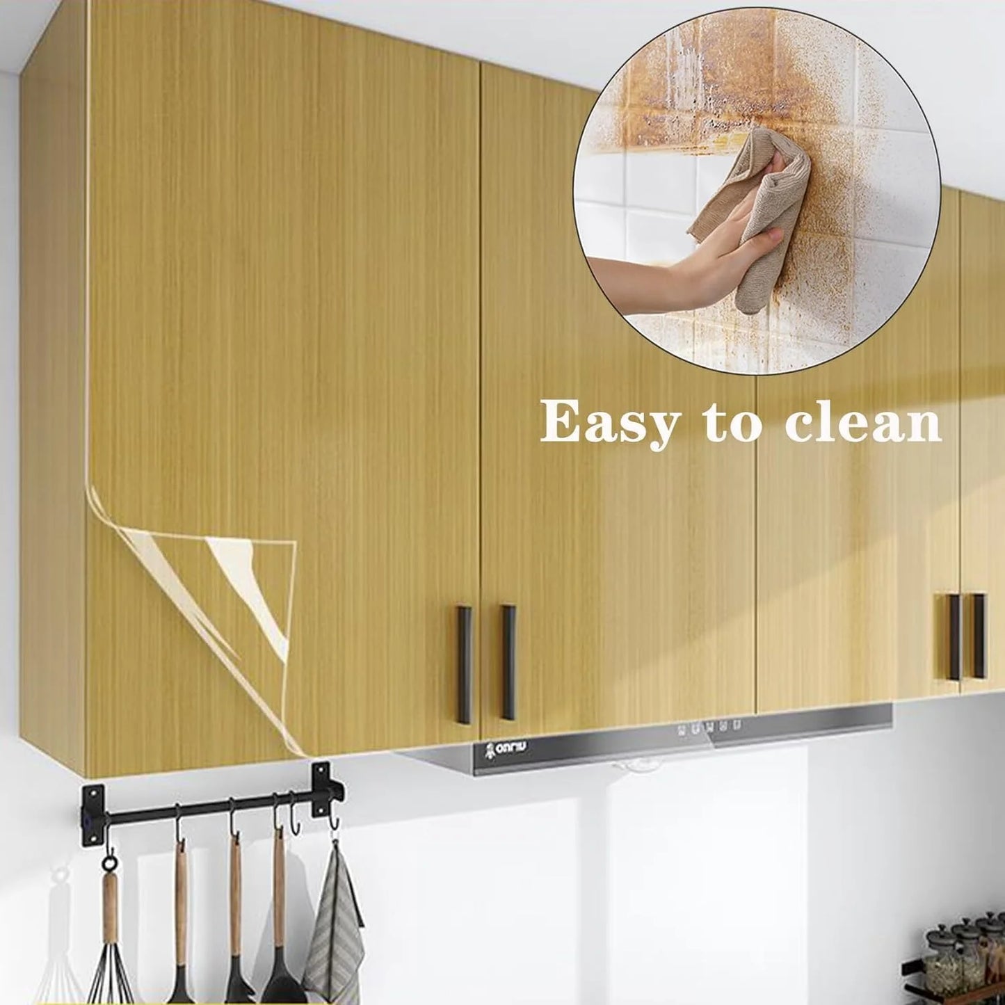 10327 Kitchen Anti-Oil & High-Temperature Resistance Transparent Tile Sticker, Kitchen Backsplash Clear Wall Protector, Splash Protection Moisture Proof Self Adhesive (60 x 200 cm)