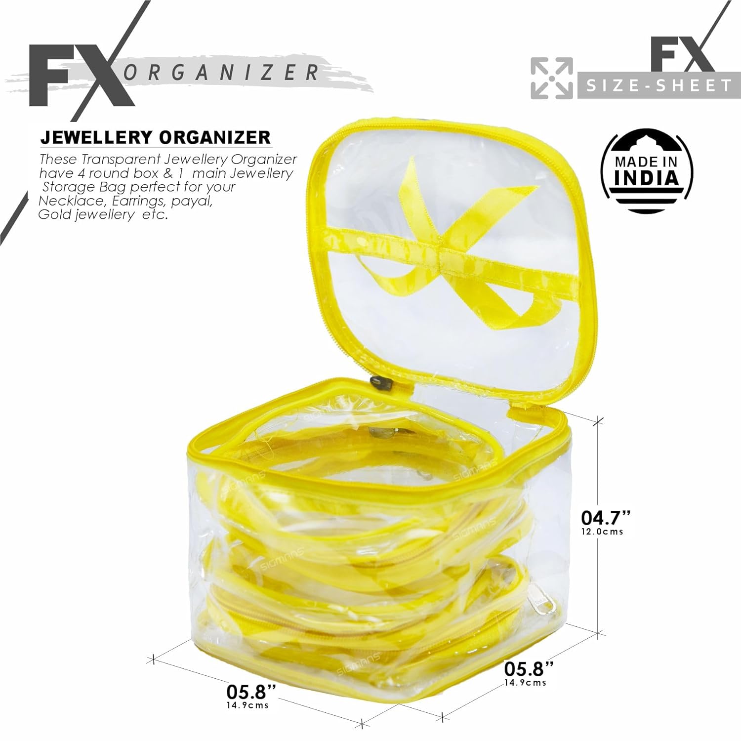 11040 {5 Pcs} Transparent Makeup Box Jewellery Organizer/Jewellery Storage Bag Pouch/Travel Kit Organizer/Jewellery Box {Random Color}