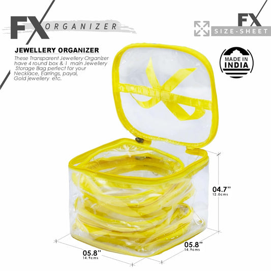 11040 {5 Pcs} Transparent Makeup Box Jewellery Organizer/Jewellery Storage Bag Pouch/Travel Kit Organizer/Jewellery Box {Random Color}