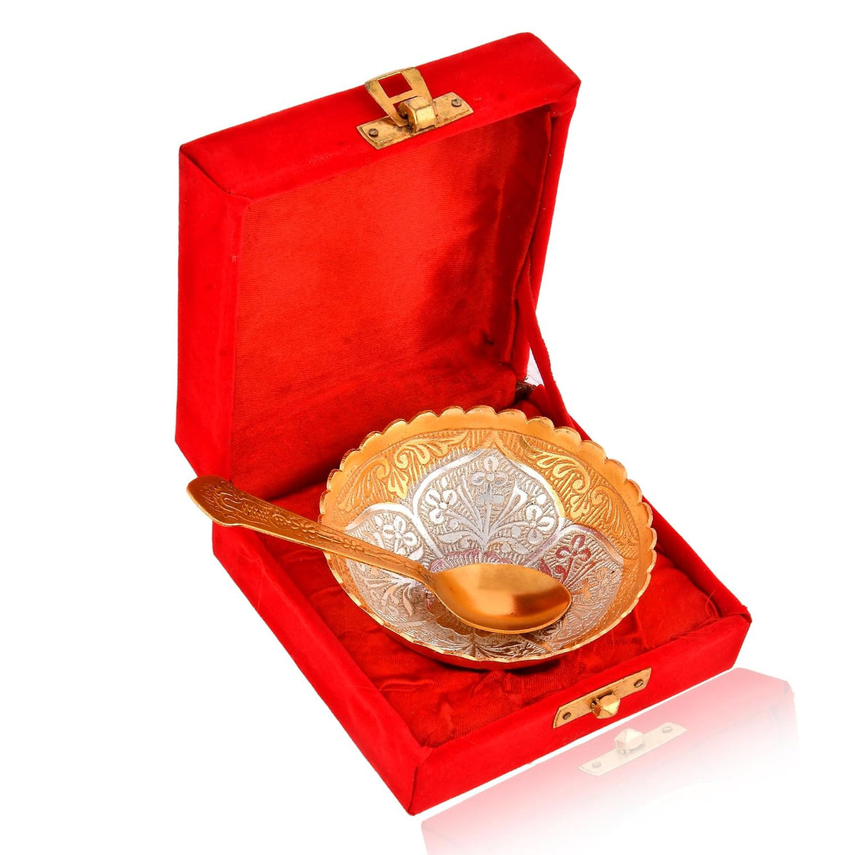 21356 Aluminum Floral Bowl Set with Spoon - 1 Bowl, 1 Spoon