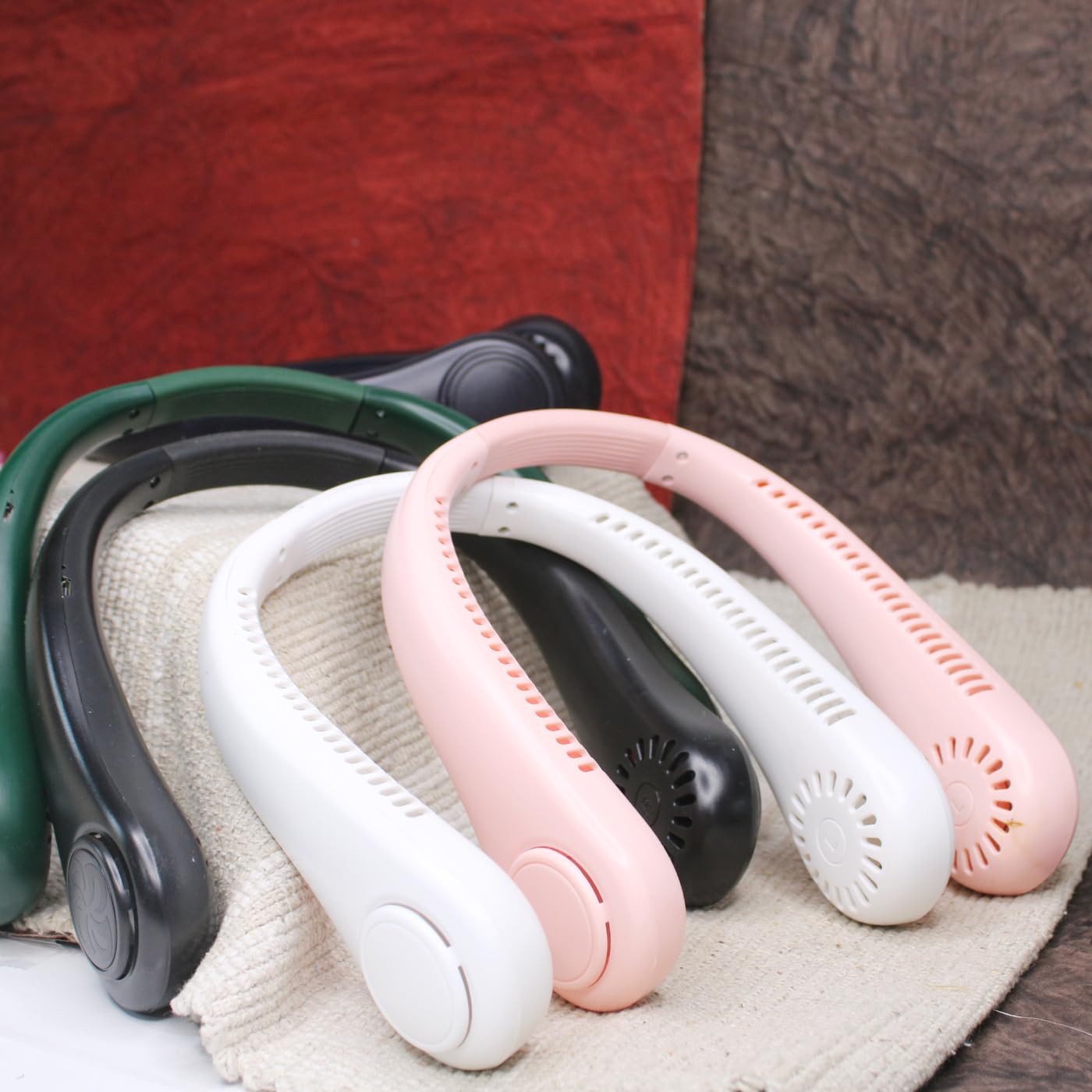 20490 Portable Rechargeable Neck Fan Bladeless Adjustable Neck Fan Smart Mini Hand Free 3 High Speed Fan Low Noise 360° Cooling USB FAN