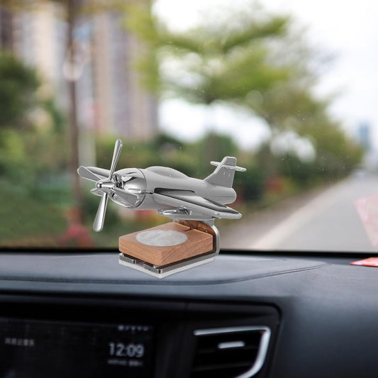 1-2020 Car Essential Oil Diffuser Solar Airplane Car Diffuser Wooden Base Fragrance Aromatherapy Diffuser Desk Ornaments for Car Office