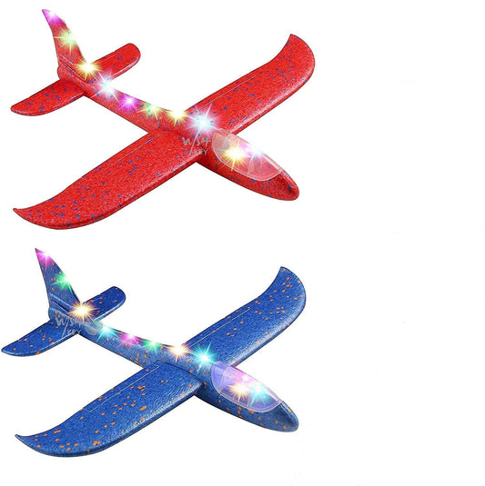 20132 Foam Plane With Light – Large Throwing Glider With Dual Flight Mode for Children 3 to 8 Years Old {Multicolor}