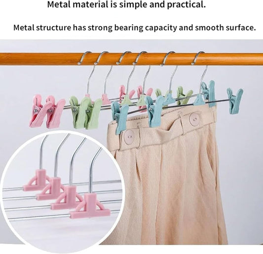 20712 Trouser Hangers, Skirt Hangers with Adjustment Plastic Grip Pant Hangers {Random Color}
