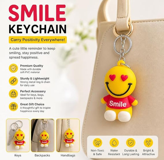 20892 {Pack of 12} Smiley Face Keychains For car, Motorbike, Gift & merchandise keyrings
